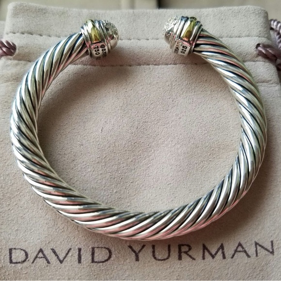 David Yurman 7 mm cable classic with pave diamonds and gold - Picture 3 of 4